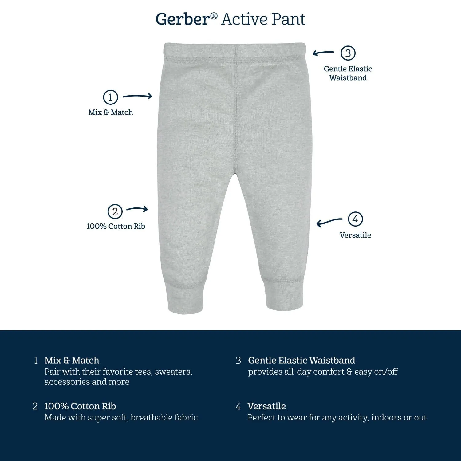 3-Pack Baby Neutral Blue, Oatmeal, & Charcoal Pants