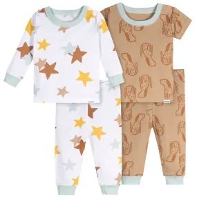 4-Piece Baby Neutral Dogs Pajamas Sets