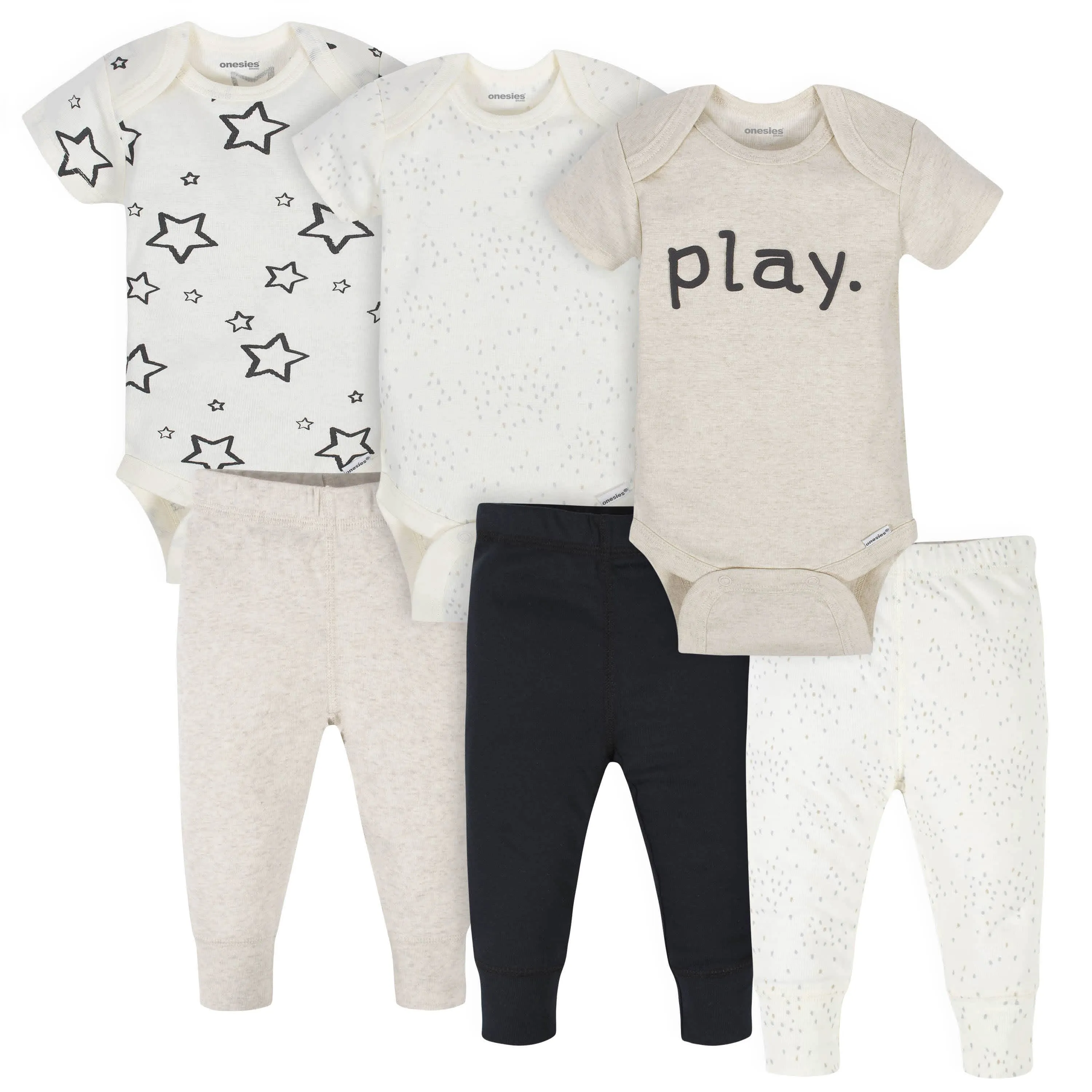 6-Piece Baby Neutral Play Onesies® Brand Bodysuits & Pants Set