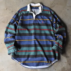 90's Polo Ralph Lauren シャツ袖 マルチボーダー ラグビーシャツ 240327 S2065