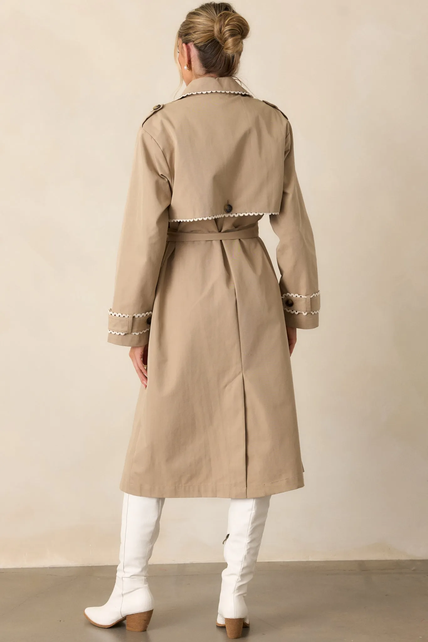 A Crazy Idea Taupe RicRac Trench Coat