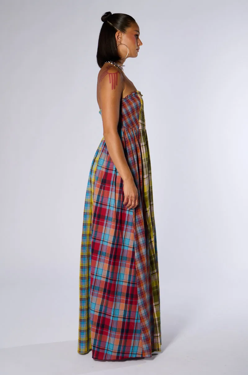 ALL DIFFERENT PLAIDS MAXI DRESS