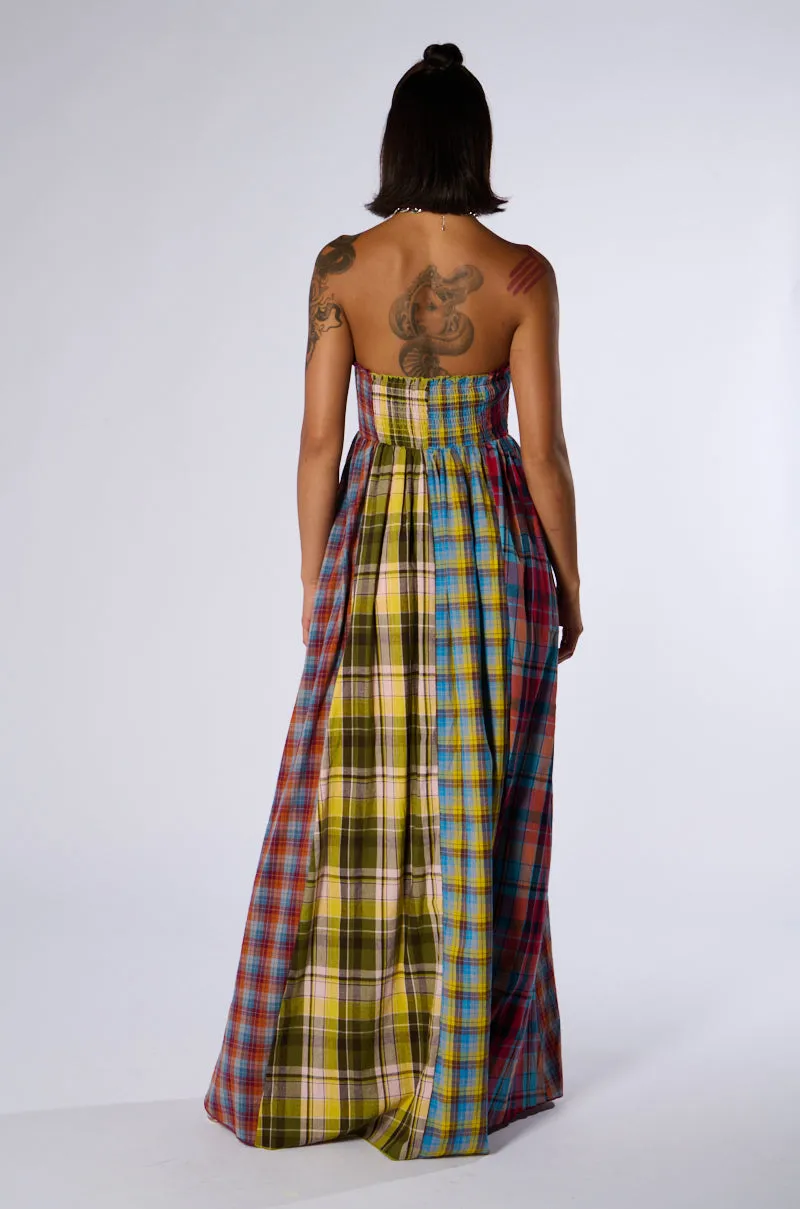 ALL DIFFERENT PLAIDS MAXI DRESS