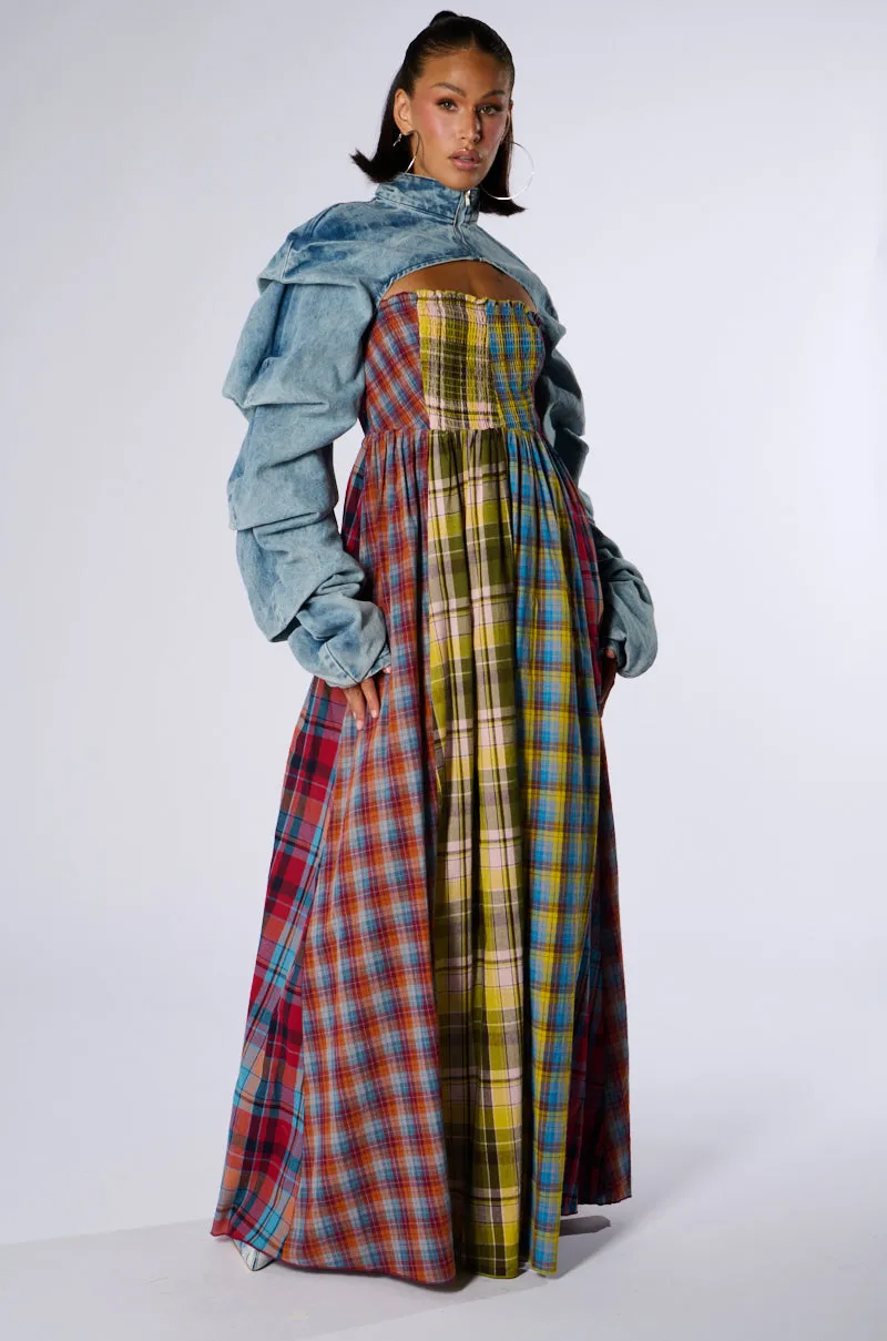 ALL DIFFERENT PLAIDS MAXI DRESS