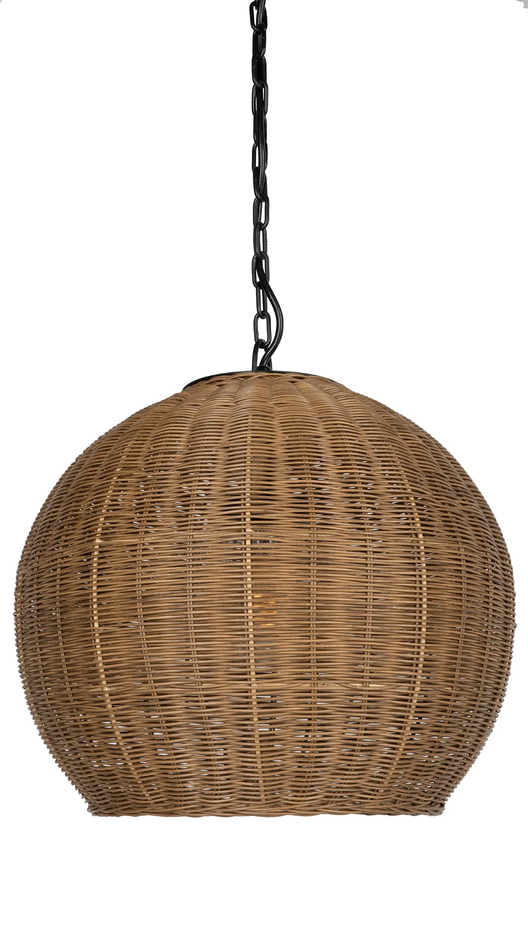 All Weather Wicker Outdoor Ball Pendant Lamp, Brown