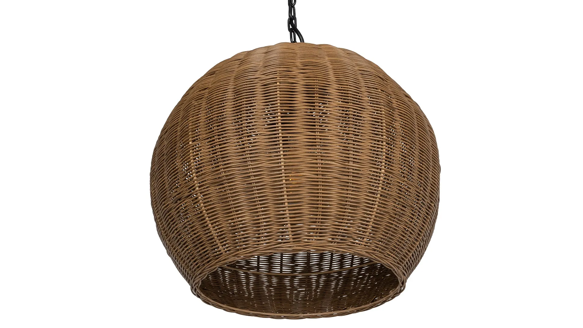 All Weather Wicker Outdoor Ball Pendant Lamp, Brown