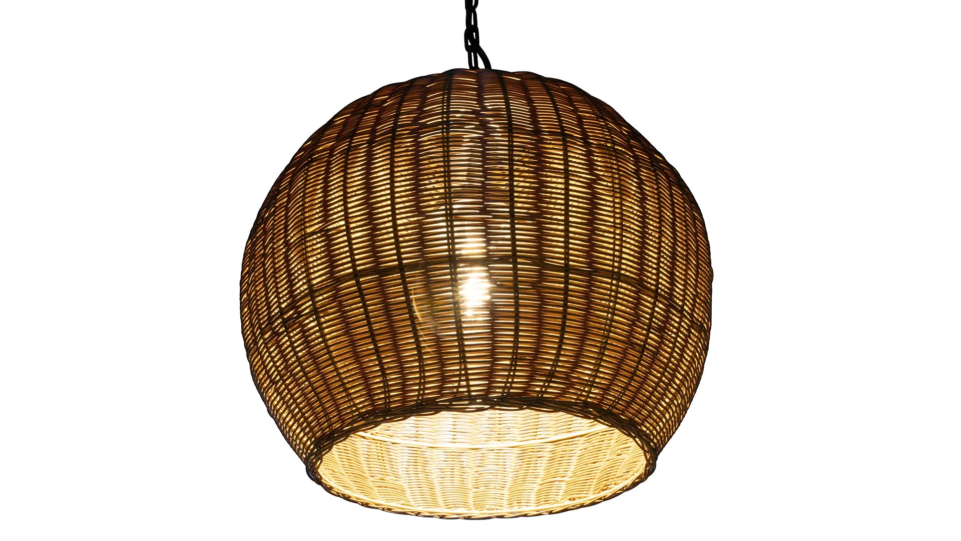 All Weather Wicker Outdoor Ball Pendant Lamp, Brown