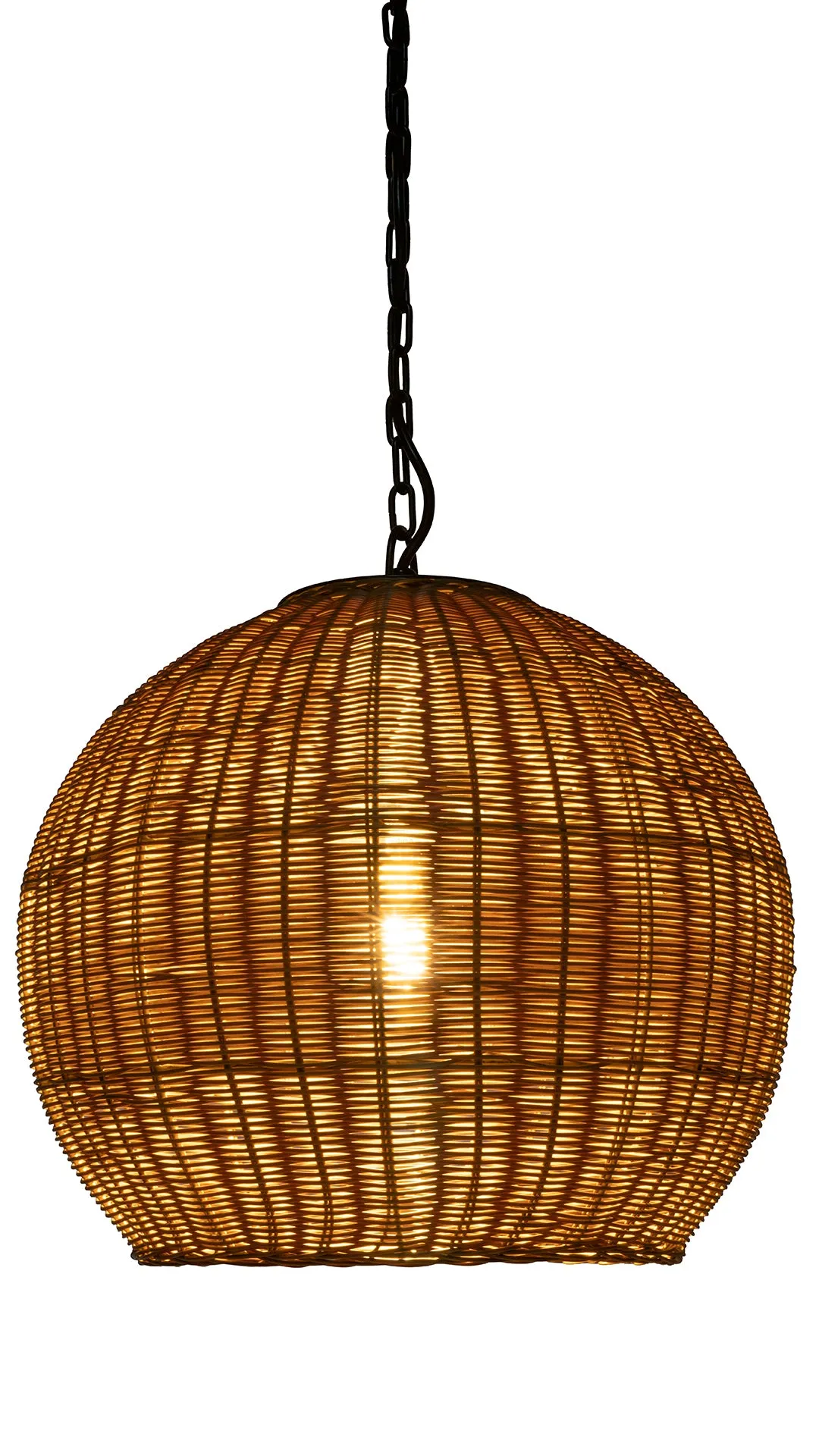 All Weather Wicker Outdoor Ball Pendant Lamp, Brown