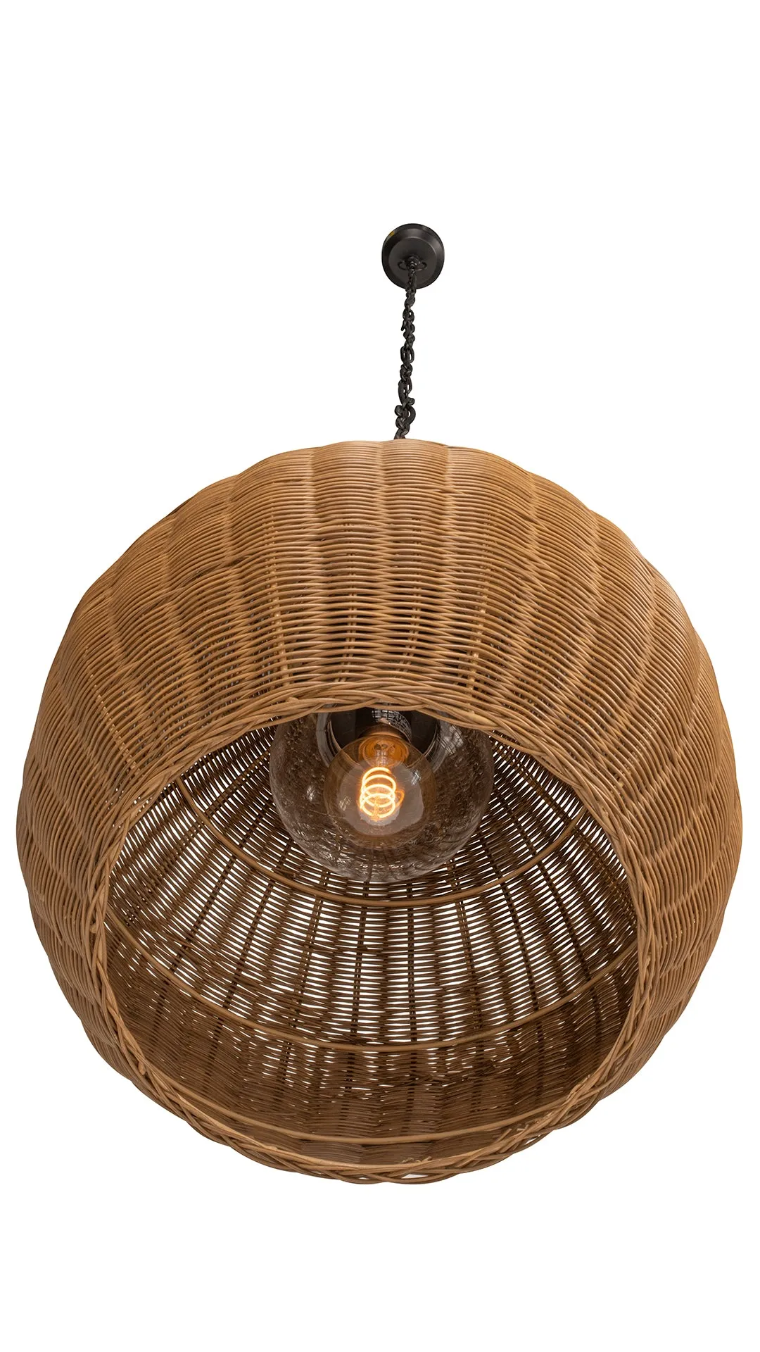 All Weather Wicker Outdoor Ball Pendant Lamp, Brown