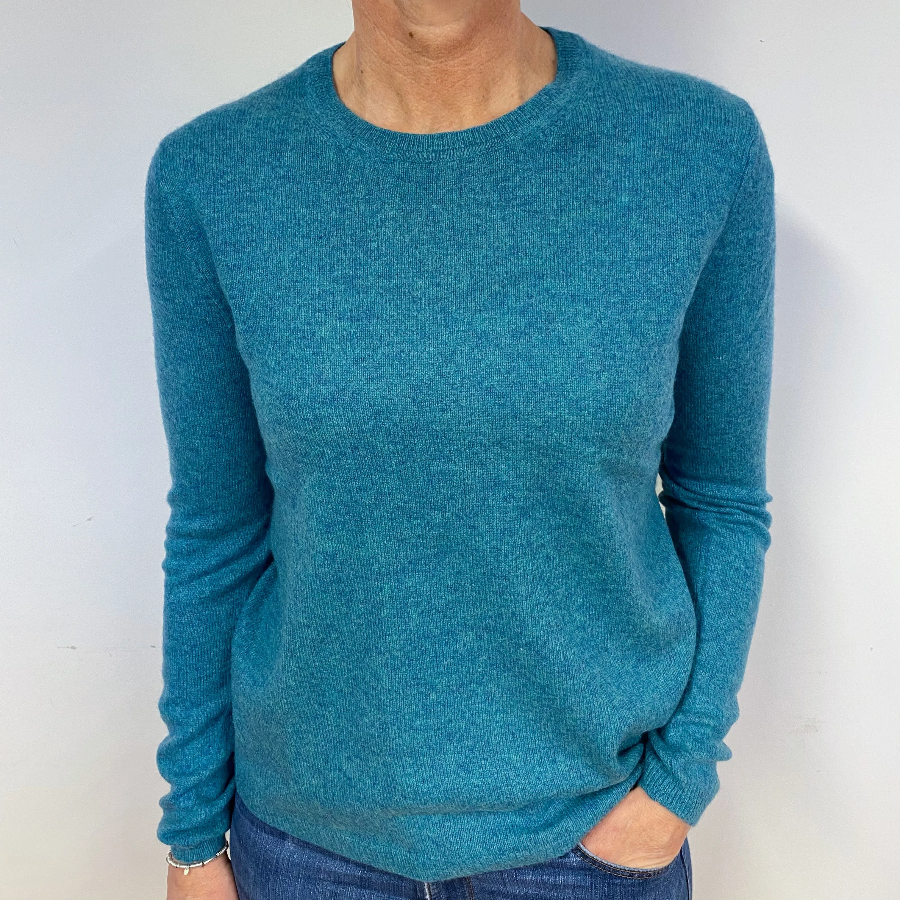 Aqua Green Cashmere Crew Neck Jumper Medium