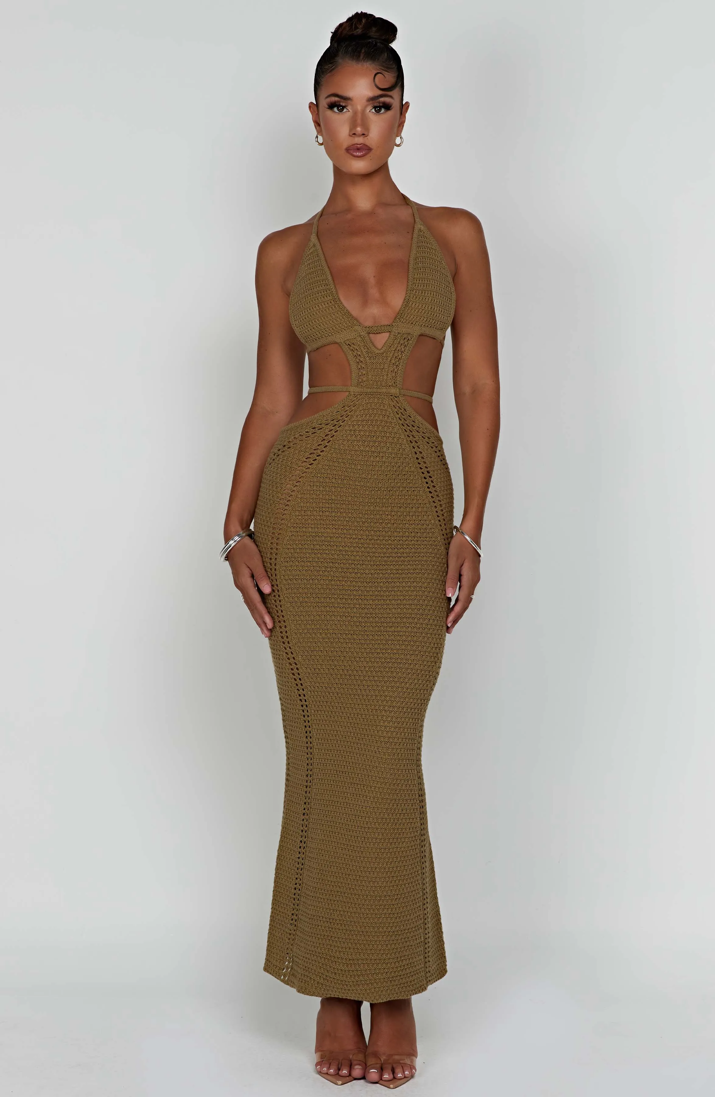 Arabella Maxi Graceful Dress - Khaki