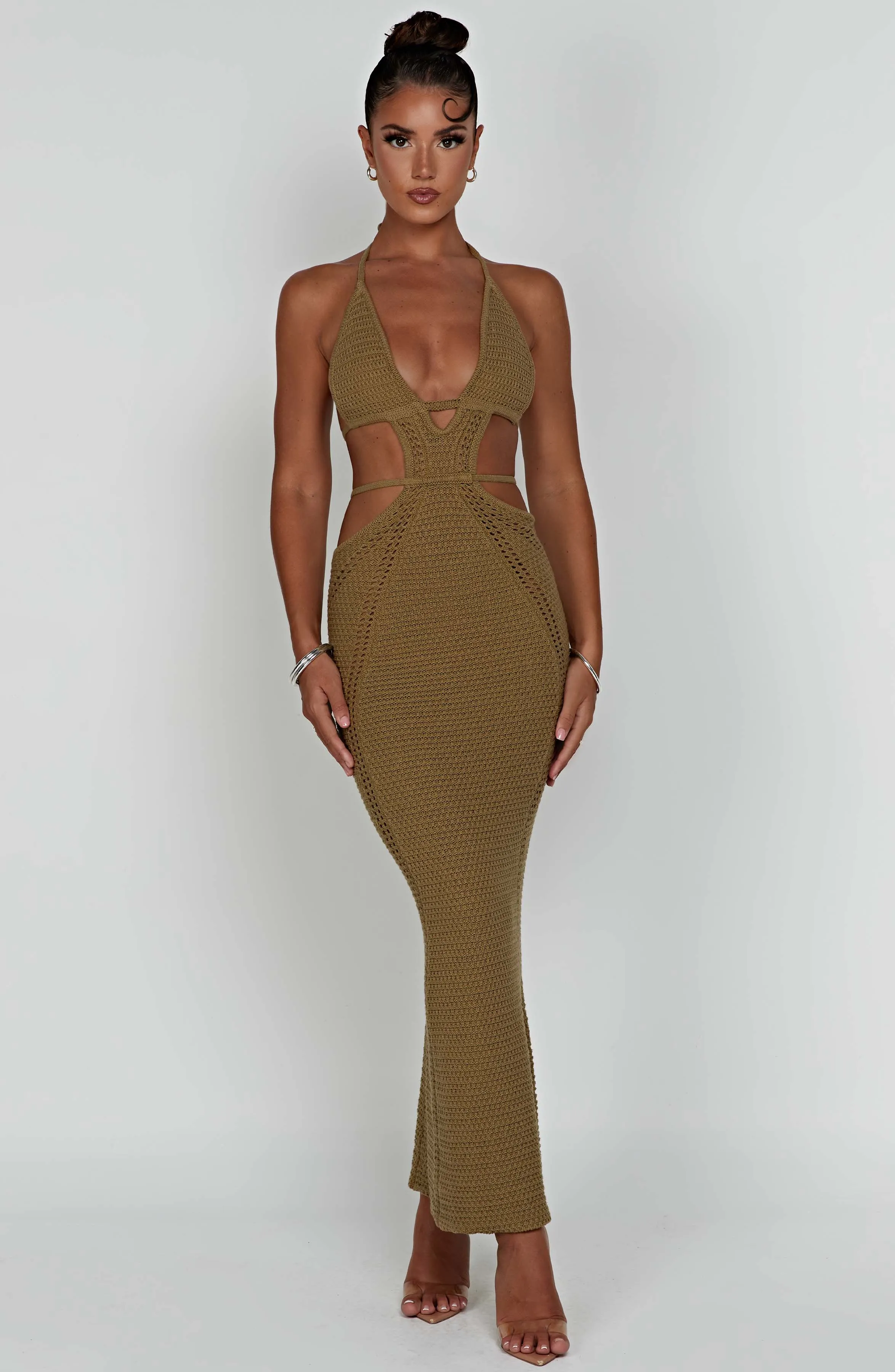 Arabella Maxi Graceful Dress - Khaki