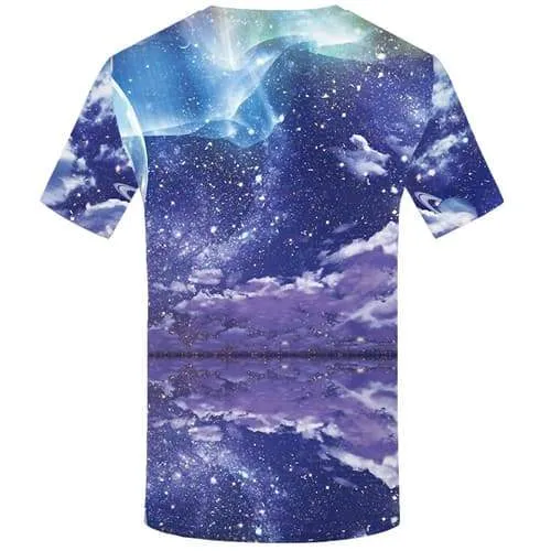 Aurora T-shirt Men Refraction T-shirts 3d Galaxy Space Tshirt Anime Moon Tshirts Casual Colorful T shirts Funny Short Sleeve