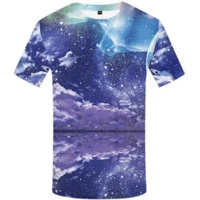 Aurora T-shirt Men Refraction T-shirts 3d Galaxy Space Tshirt Anime Moon Tshirts Casual Colorful T shirts Funny Short Sleeve