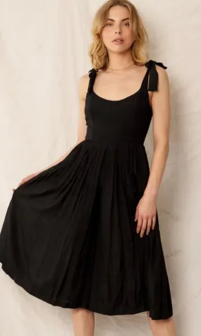 Beckham Black Shoulder Tie Pleated Wide Leg Jumpsuit