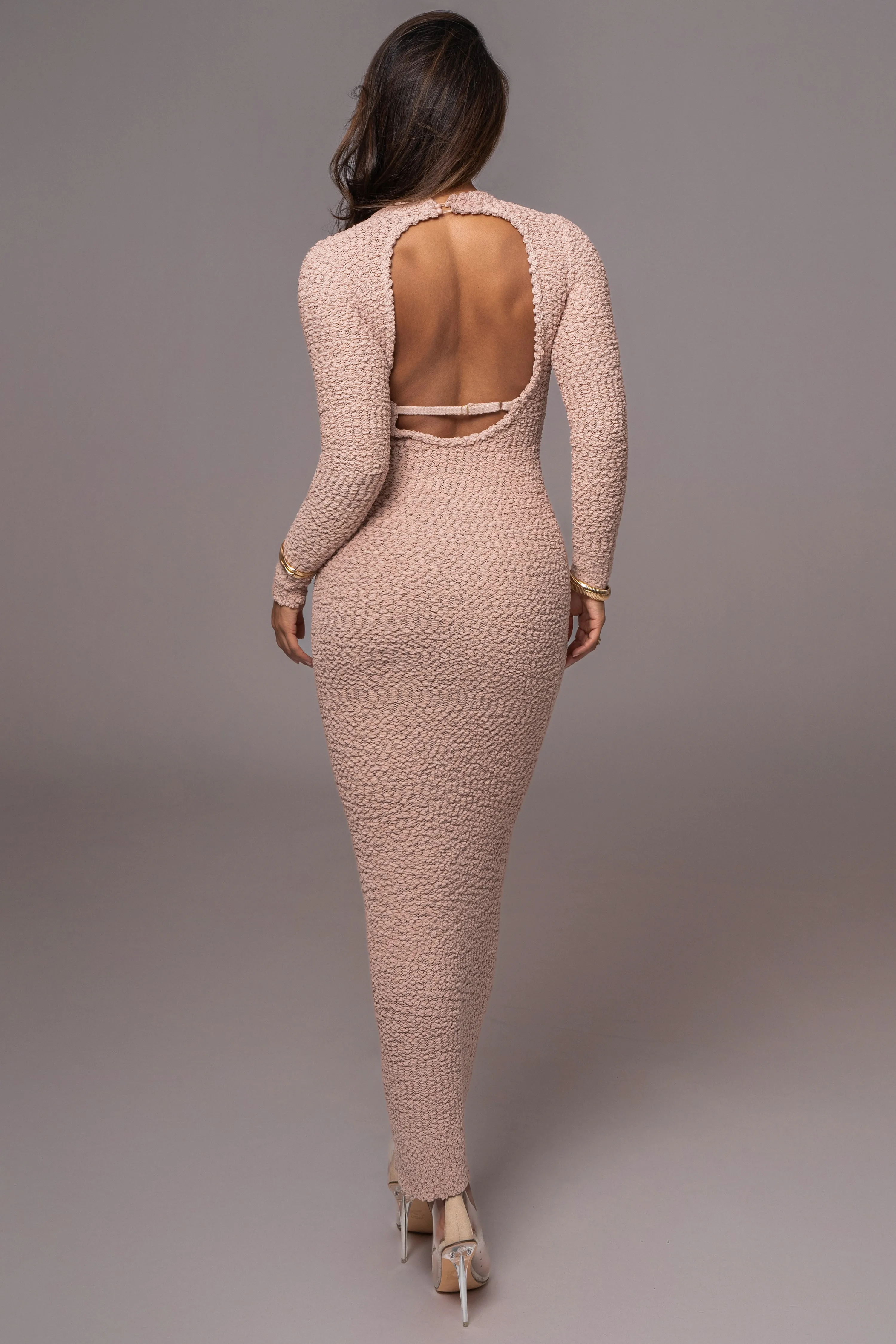 Beige Autumn Knit Maxi Dress