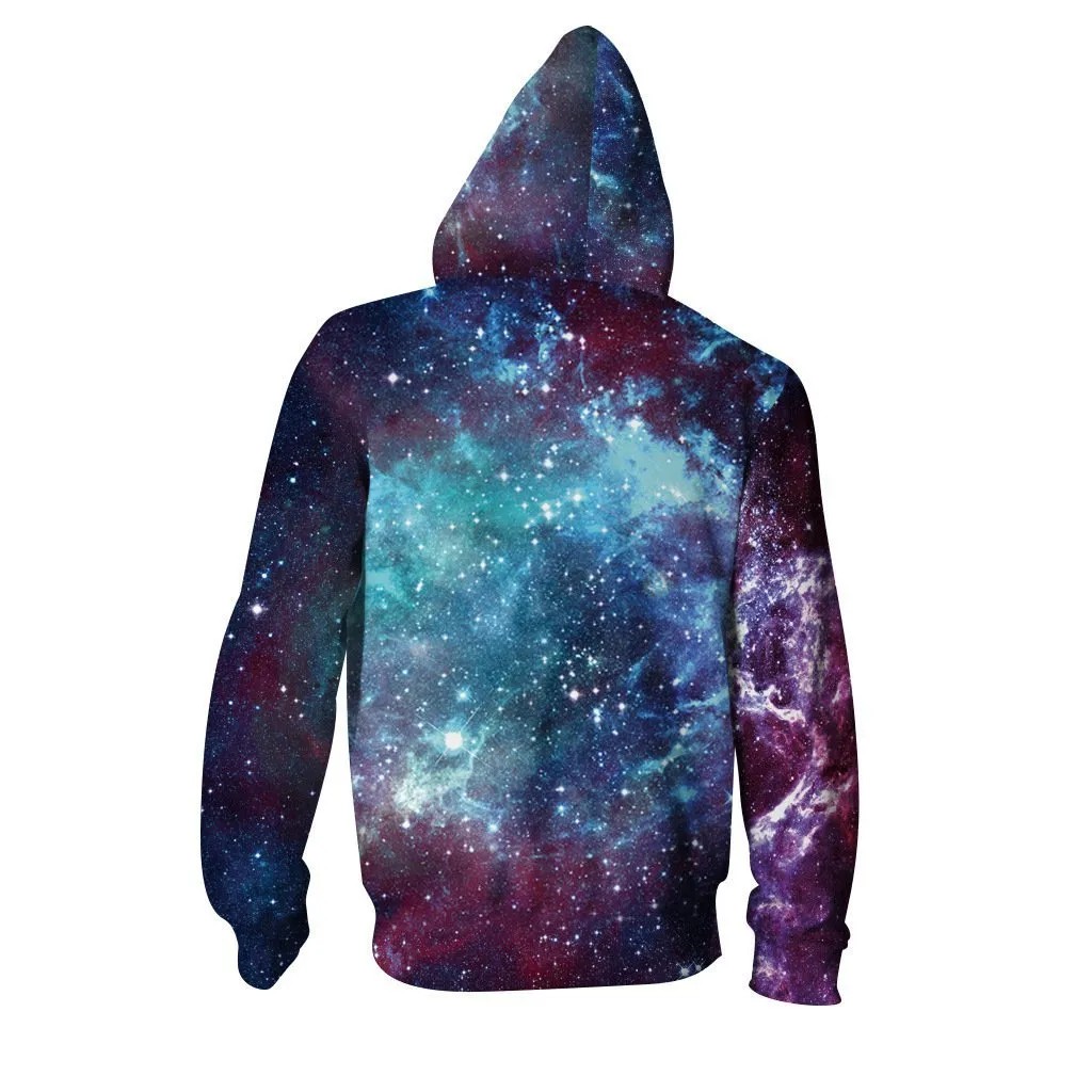 BFJmz Resplendent Starry Sky Galaxy 3D Printing Coat  Zipper Coat Leisure Sports Sweater Autumn And Winter