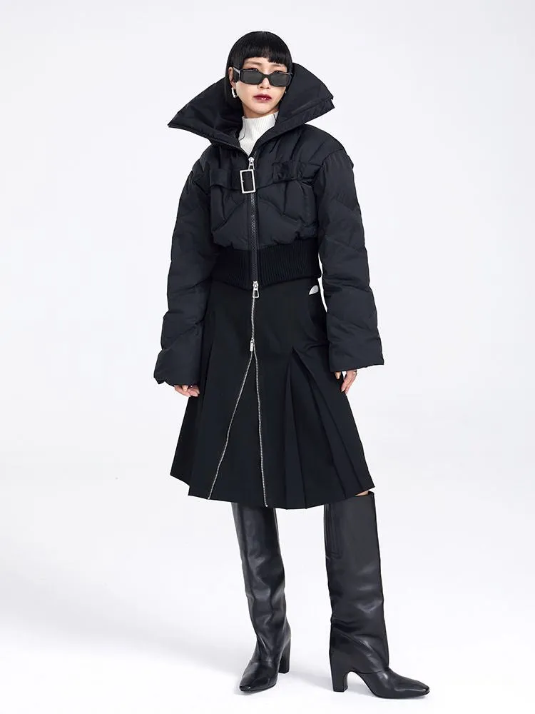 Big-collar Cropped Quilting Nichi Down-Jacket