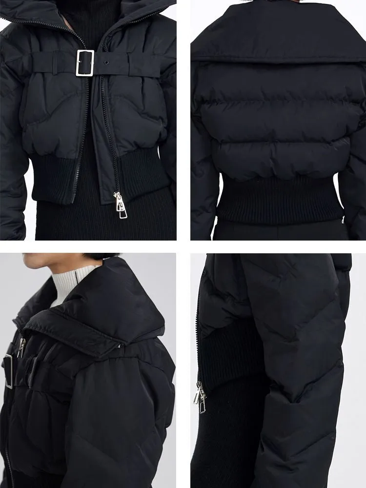 Big-collar Cropped Quilting Nichi Down-Jacket