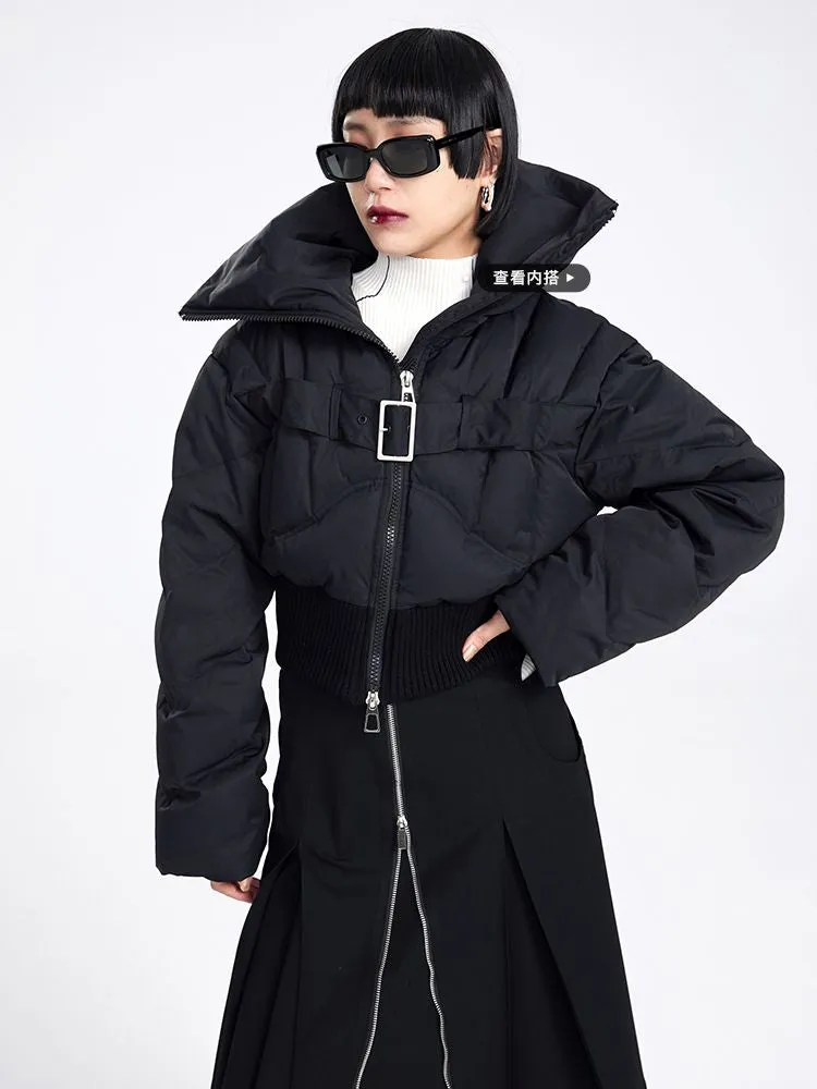 Big-collar Cropped Quilting Nichi Down-Jacket