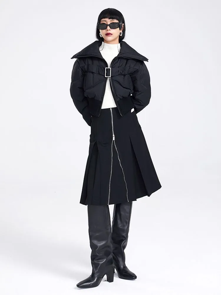 Big-collar Cropped Quilting Nichi Down-Jacket