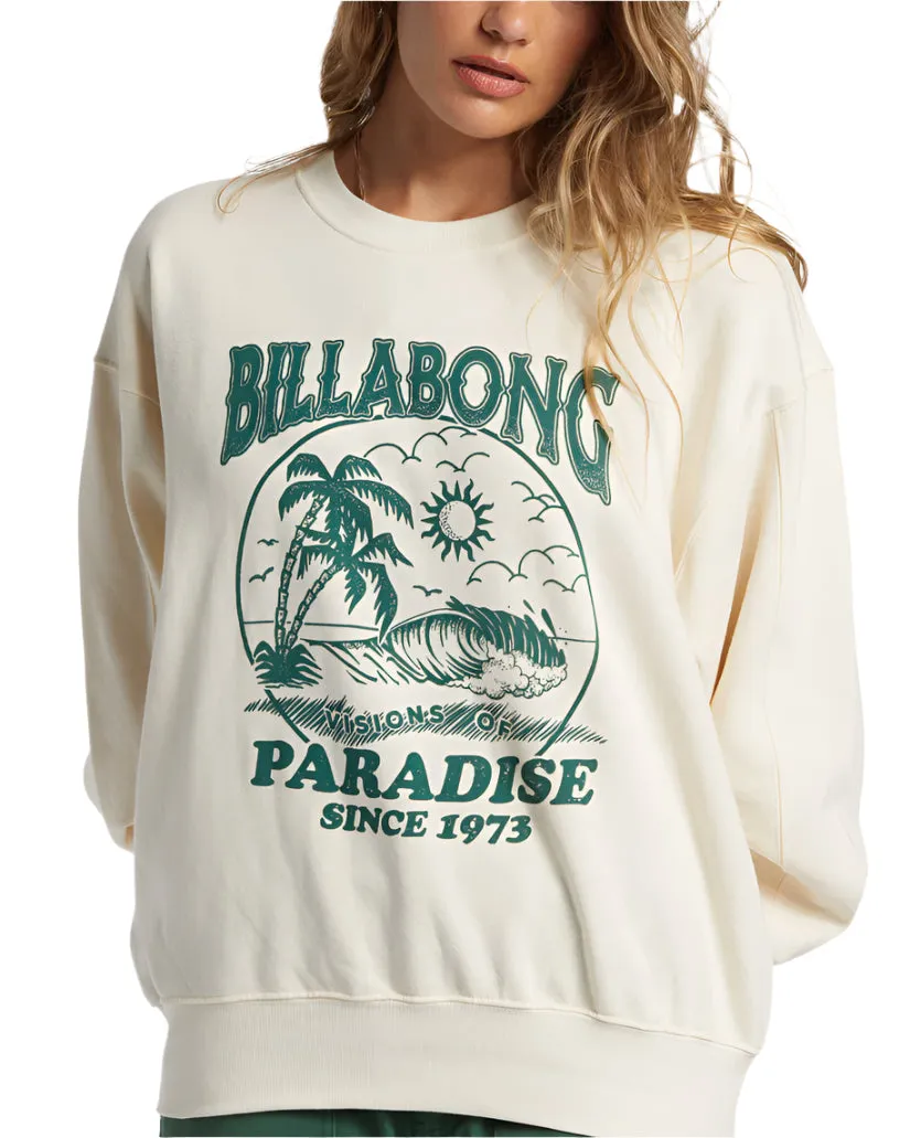 BILLABONG Women's Fresh Take Crewneck Sweater White Cap