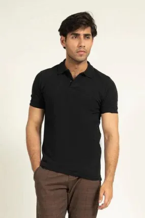 Black Pleated Collar Polo | Cougar