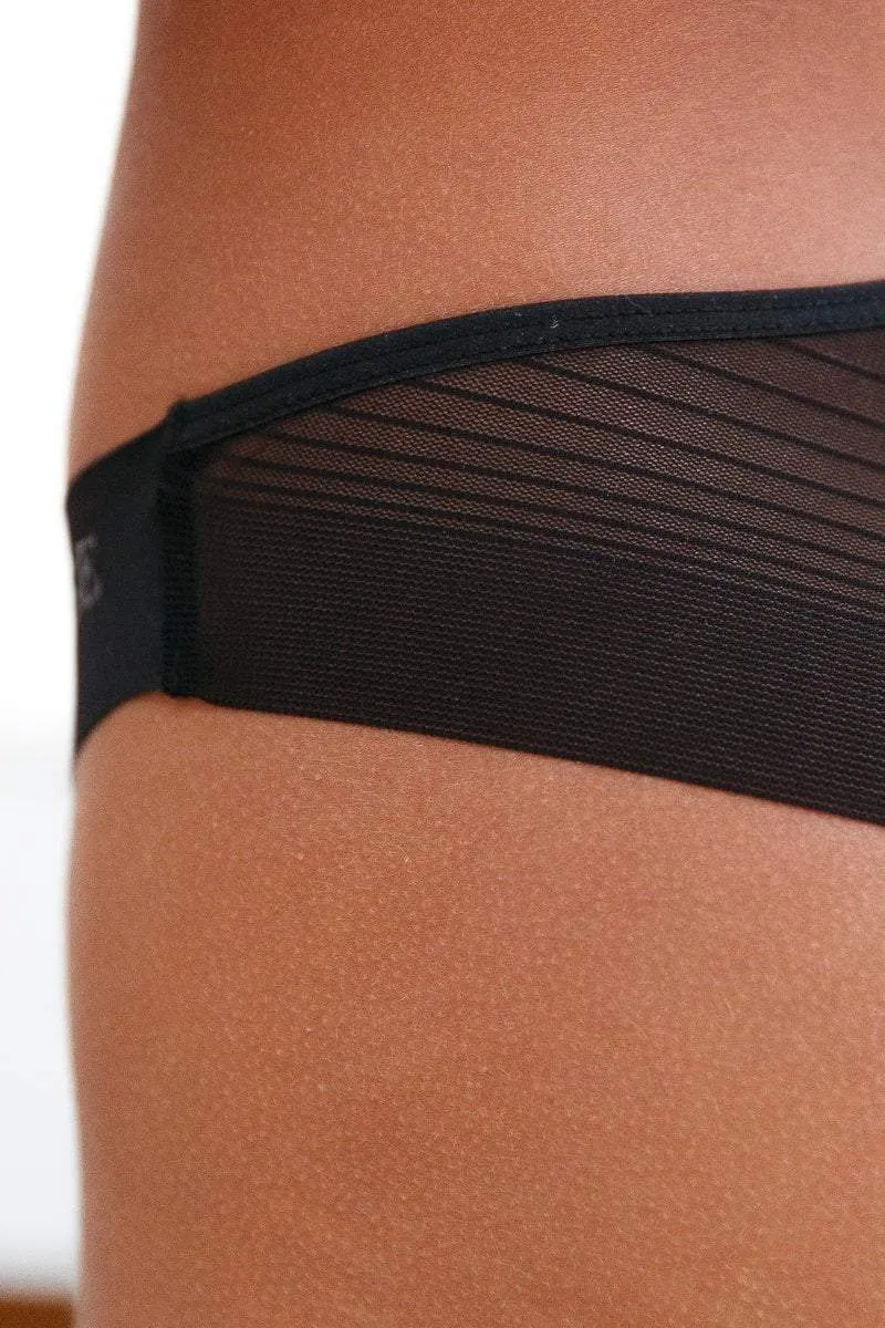 Black Seamless Mesh Cheeky Briefs