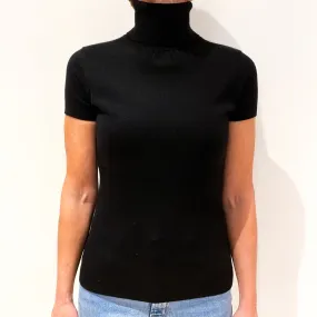 Black Short Sleeved Cashmere Polo Neck Small