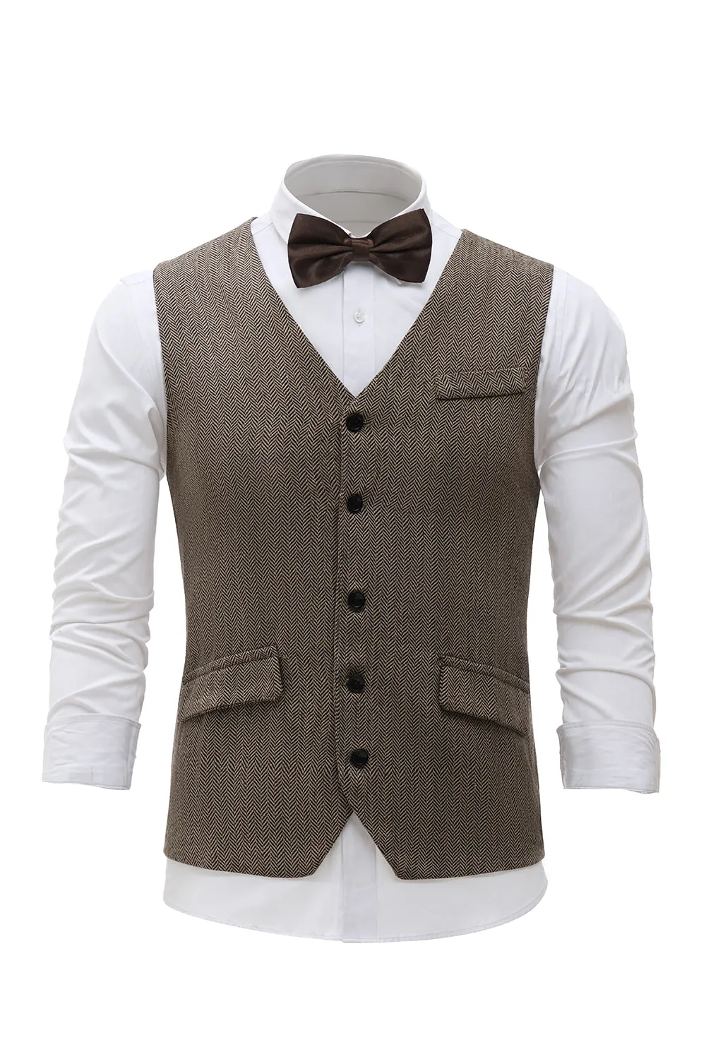 Black Single Breasted Men's Suit Vest 4-Piece Set