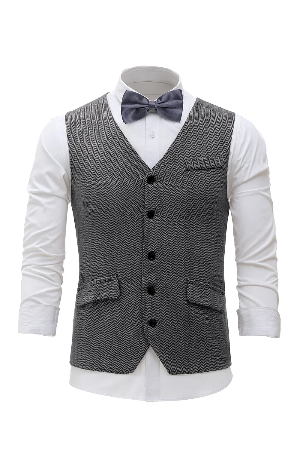 Black Single Breasted Men's Suit Vest 4-Piece Set