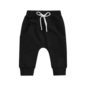 Black Solid Color Pocket Baby Pants