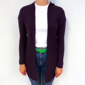 Blueberry Purple Cashmere Cardigan with Hood Small