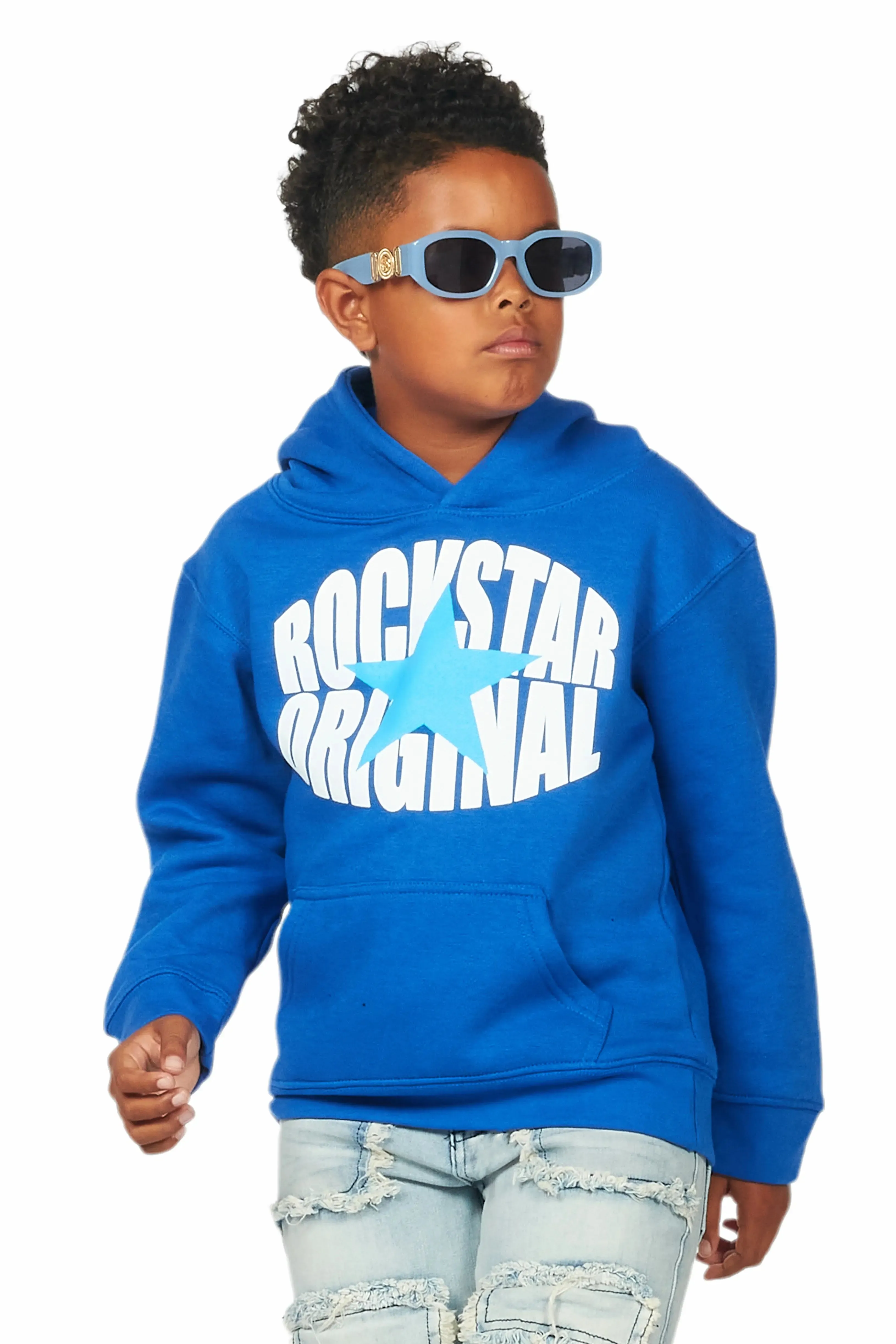 Boys Ezra Royal Graphic Hoodie