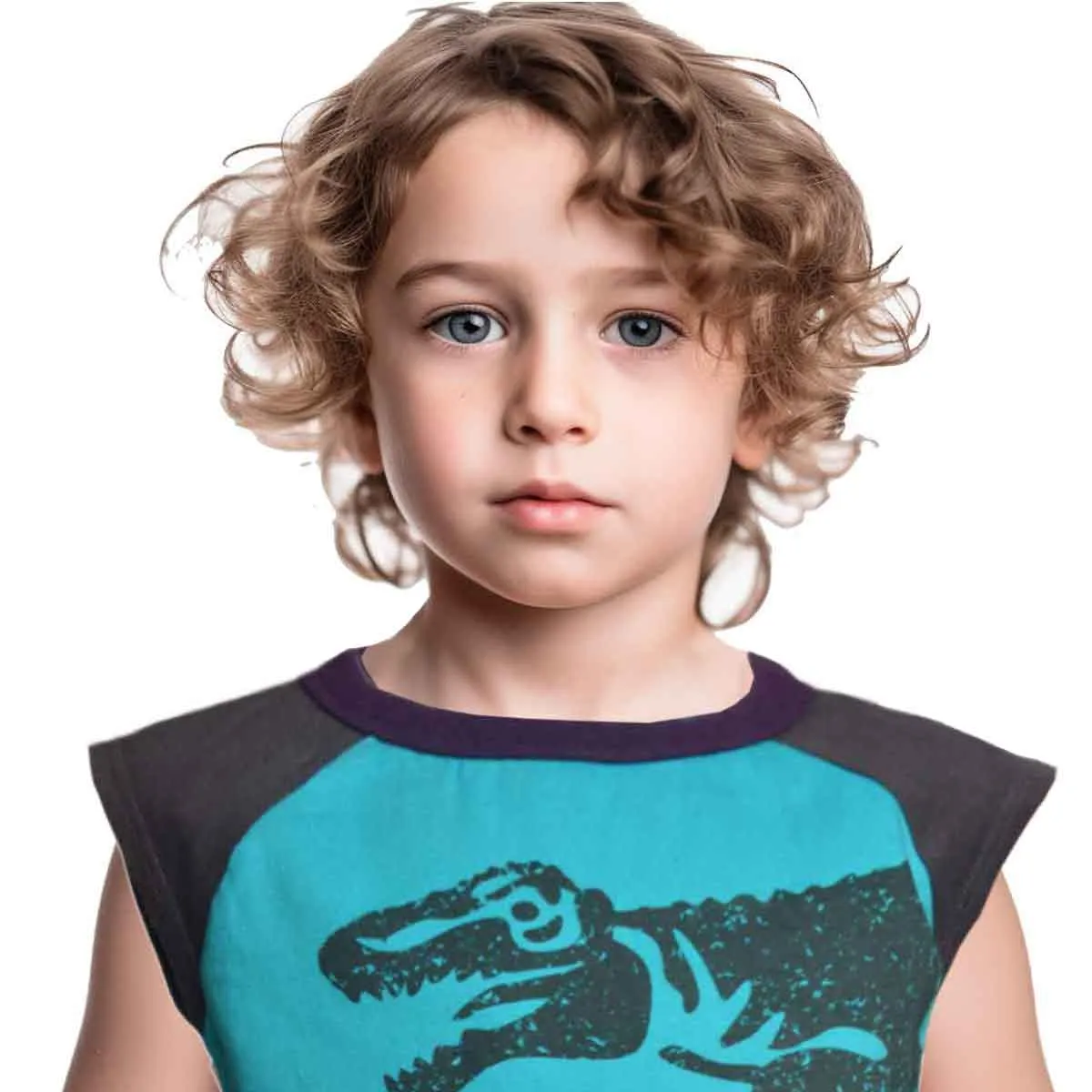 Boys Sleeveless T-shirt Tank Top with Dinosaur Print Age 4-9Years | 7A