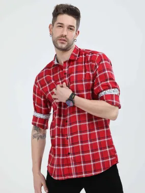 Candy Red Checkered Cotton Shirt