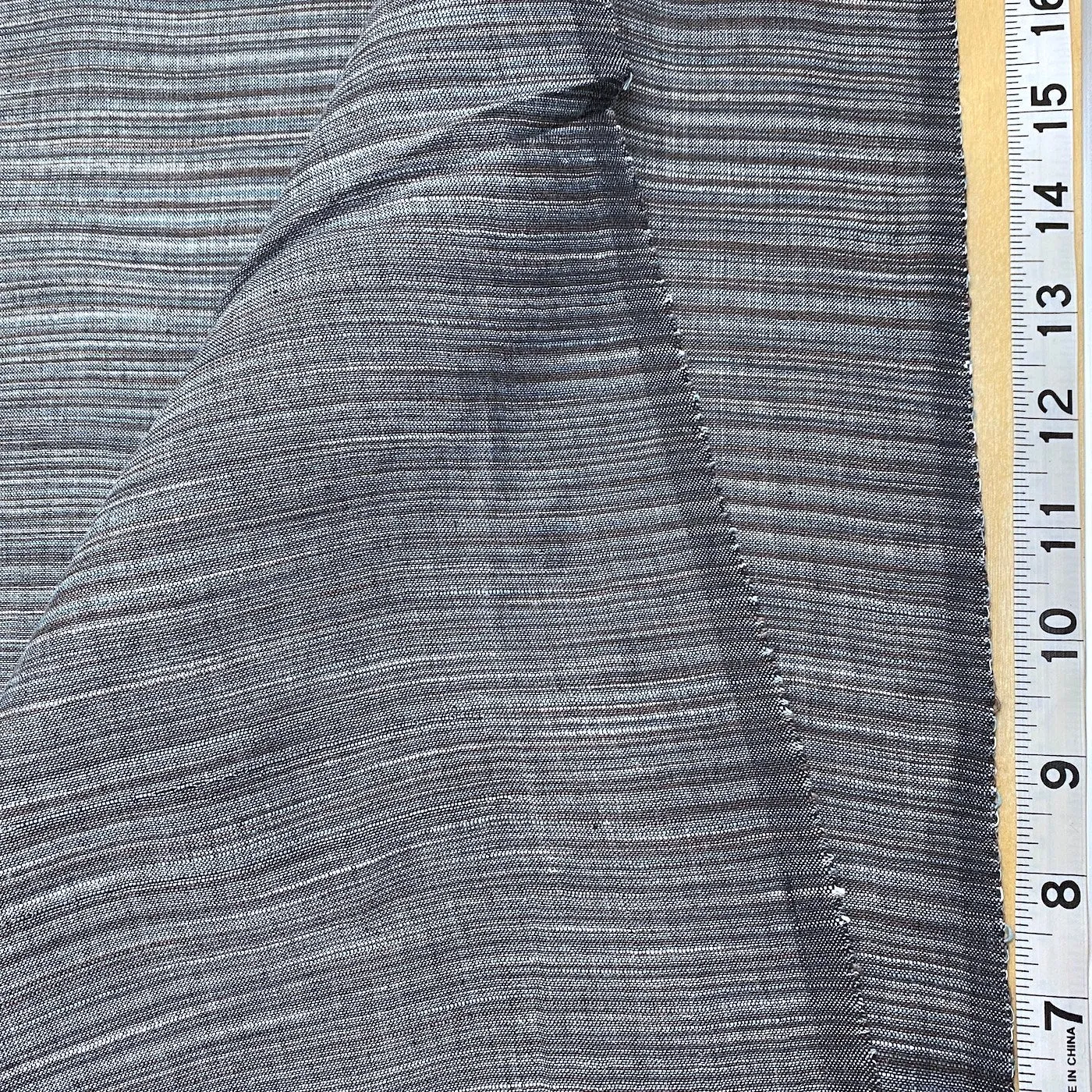 Charcoal/Dusty Teal Striations Cotton Woven from India, By the yard  #CHL047