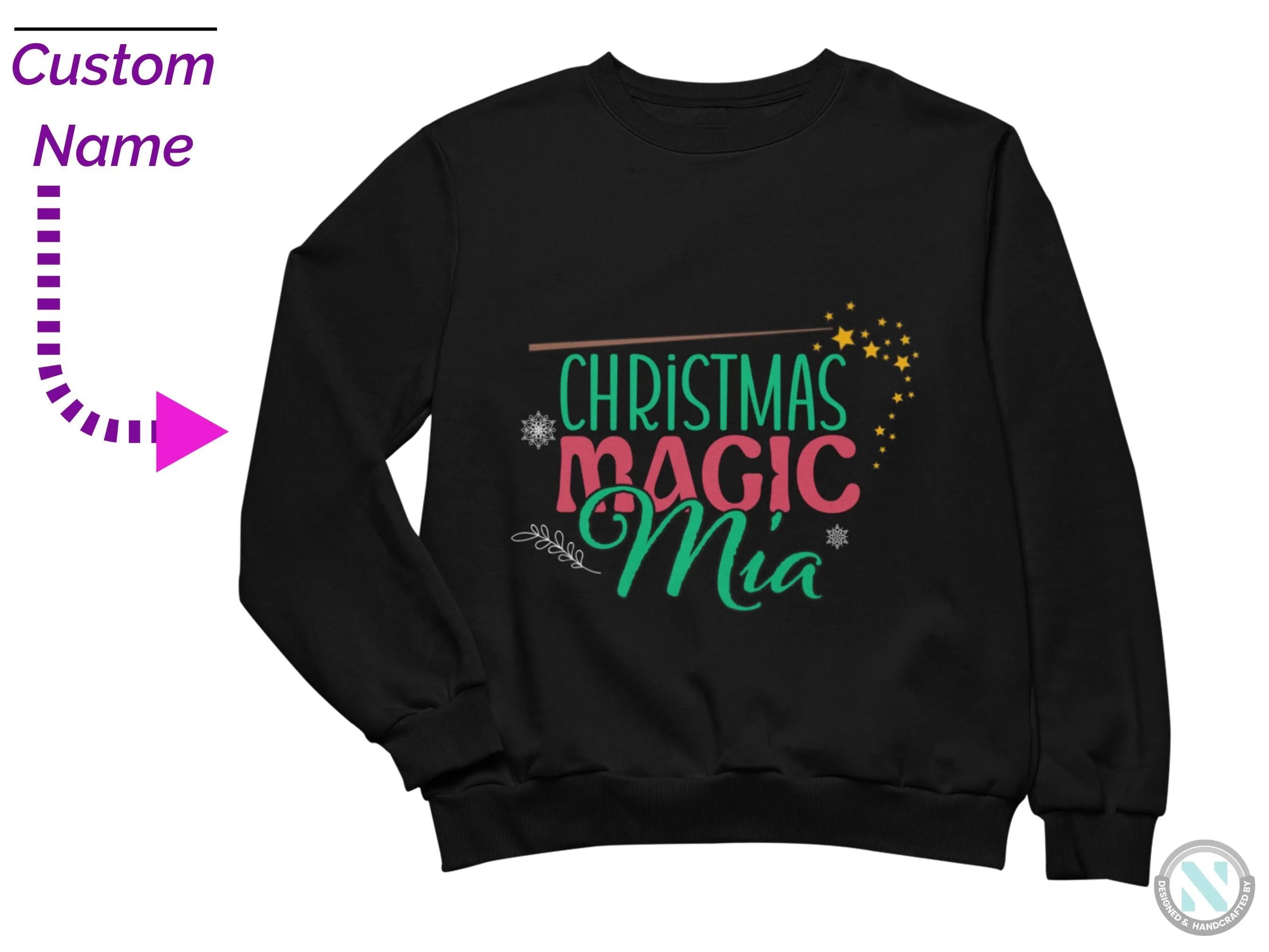 Christmas Magic Personalized Name Winter Sweatshirt for Toddler Girls