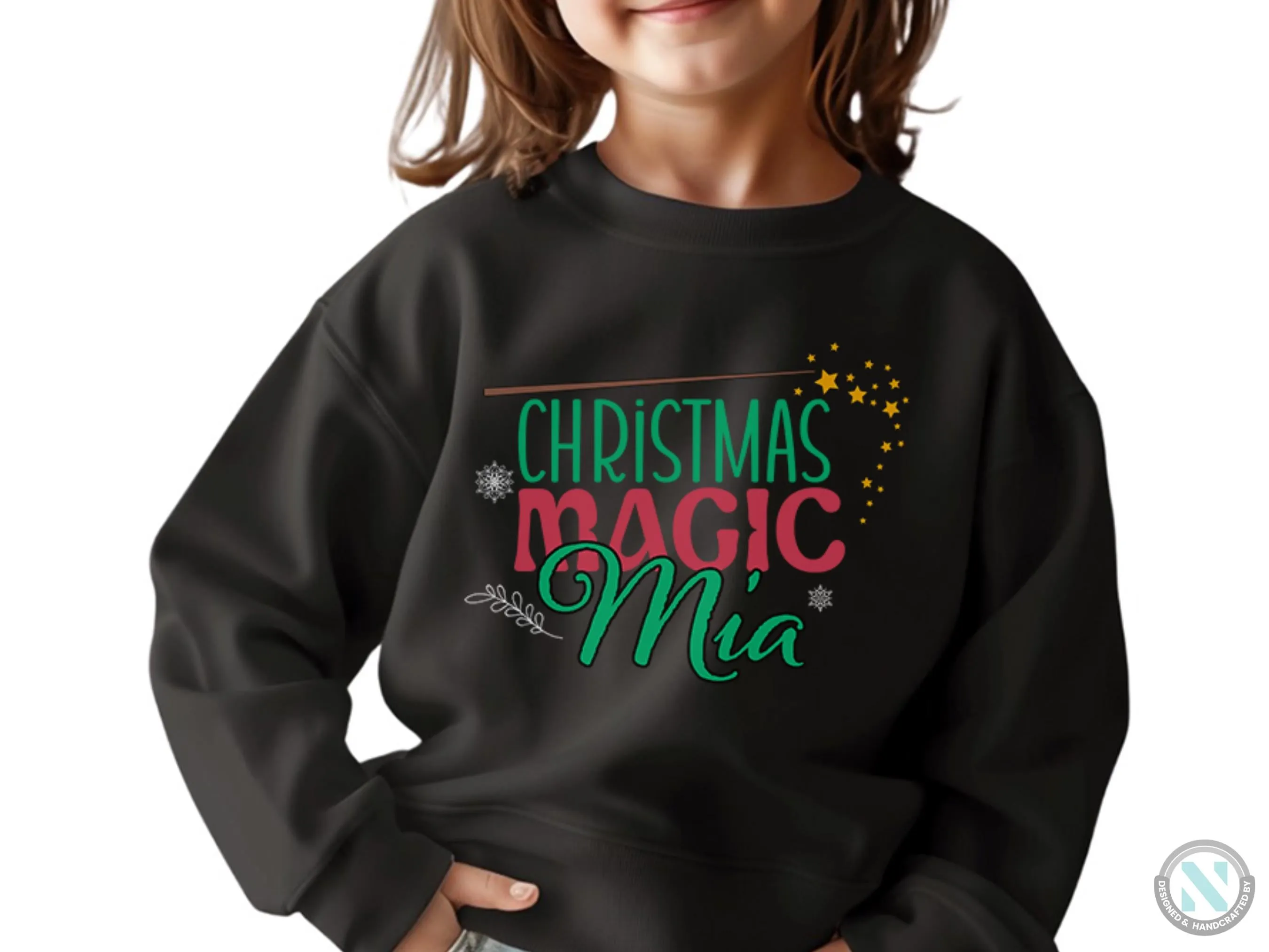 Christmas Magic Personalized Name Winter Sweatshirt for Toddler Girls