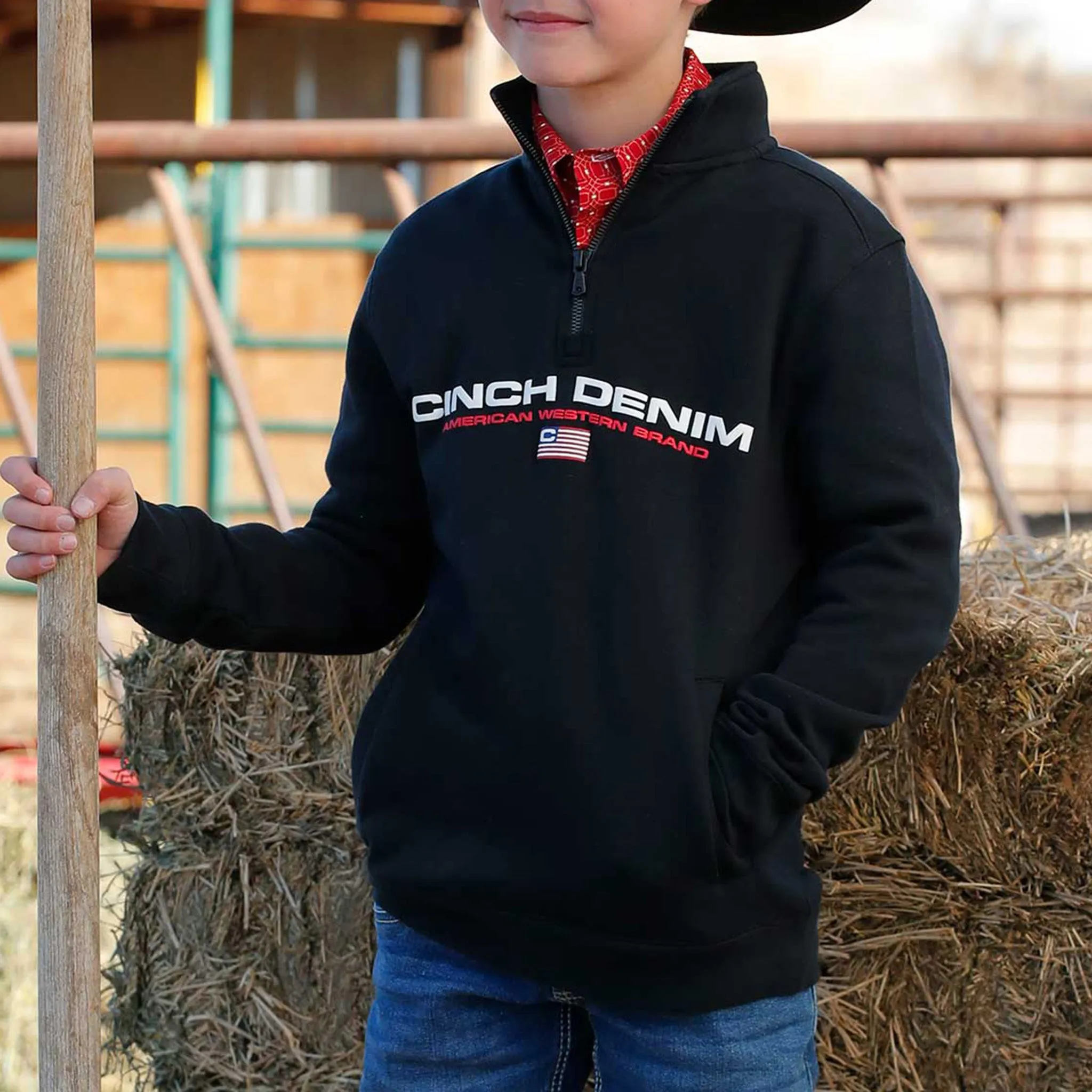 Cinch Boy's Quarter Zip Flag Pullover