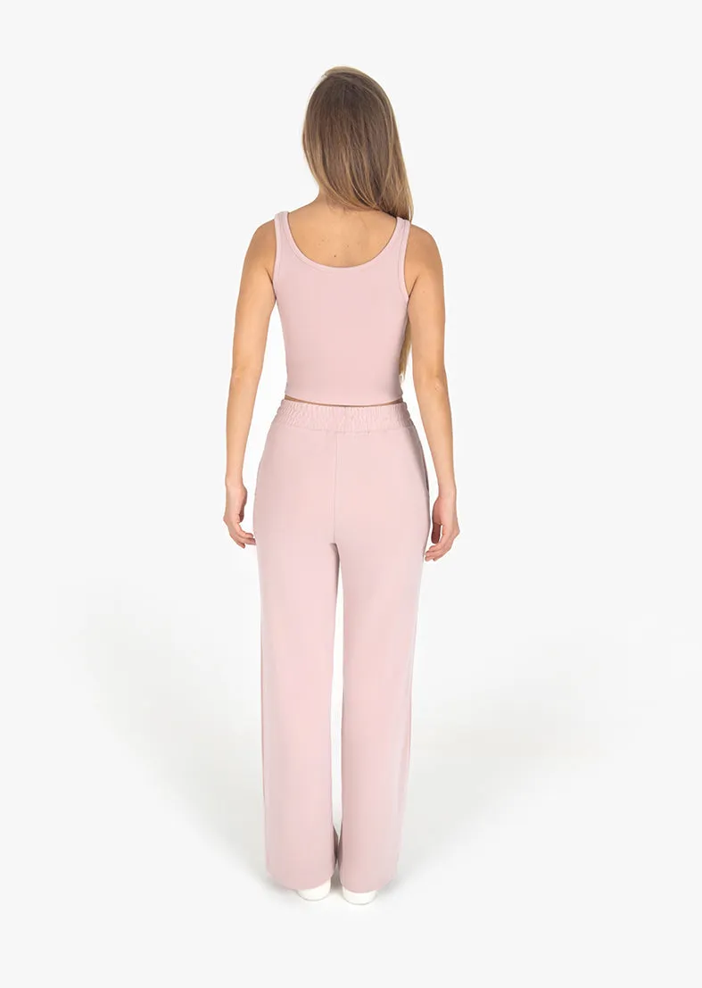 Cloudsoft Rib Lounge Palazzo Pant Blush