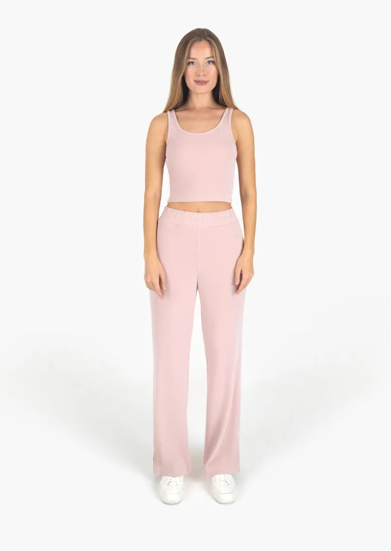 Cloudsoft Rib Lounge Palazzo Pant Blush