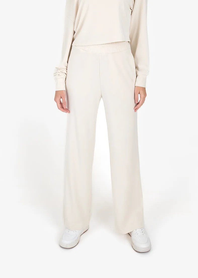 Cloudsoft Rib Lounge Palazzo Pant Cream