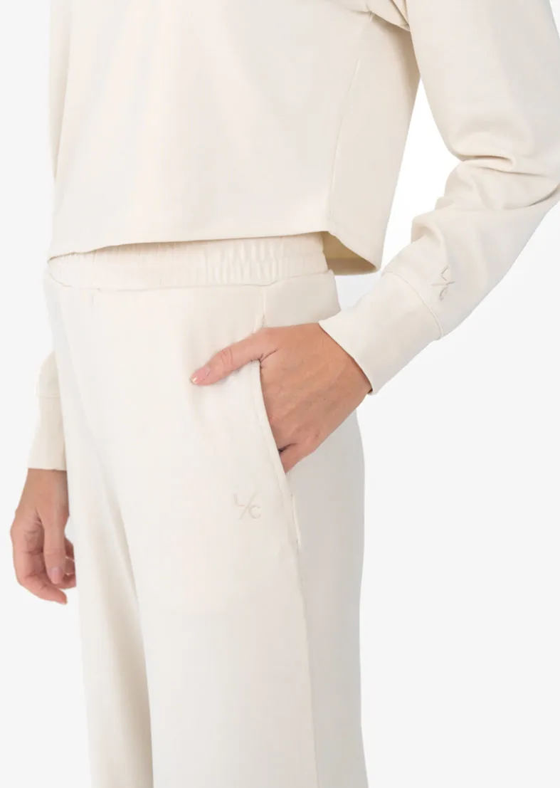 Cloudsoft Rib Lounge Palazzo Pant Cream