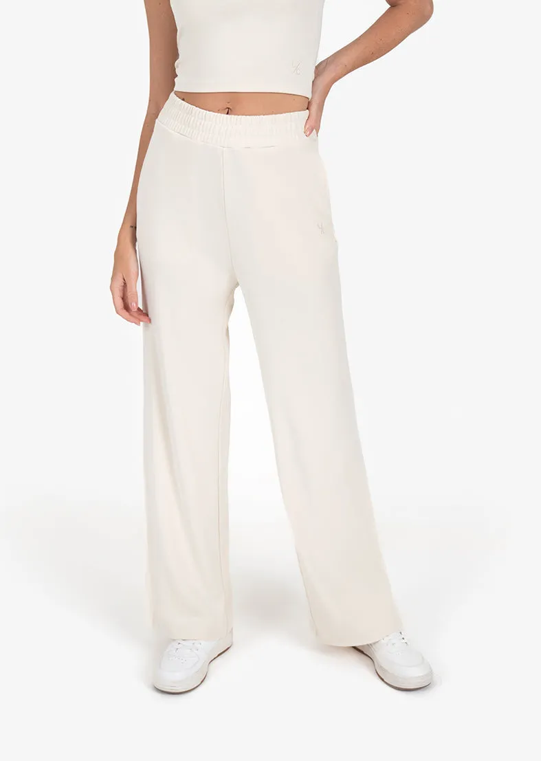 Cloudsoft Rib Lounge Palazzo Pant Cream