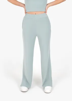 Cloudsoft Rib Lounge Palazzo Pant Sage