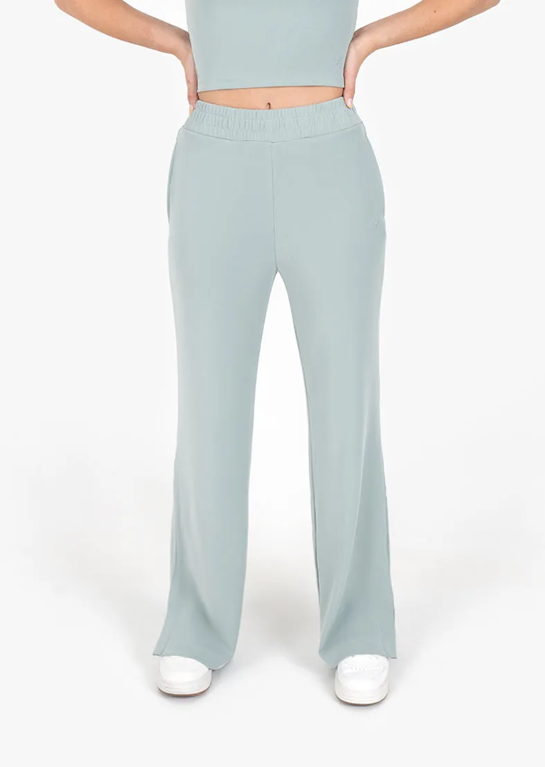 Cloudsoft Rib Lounge Palazzo Pant Sage