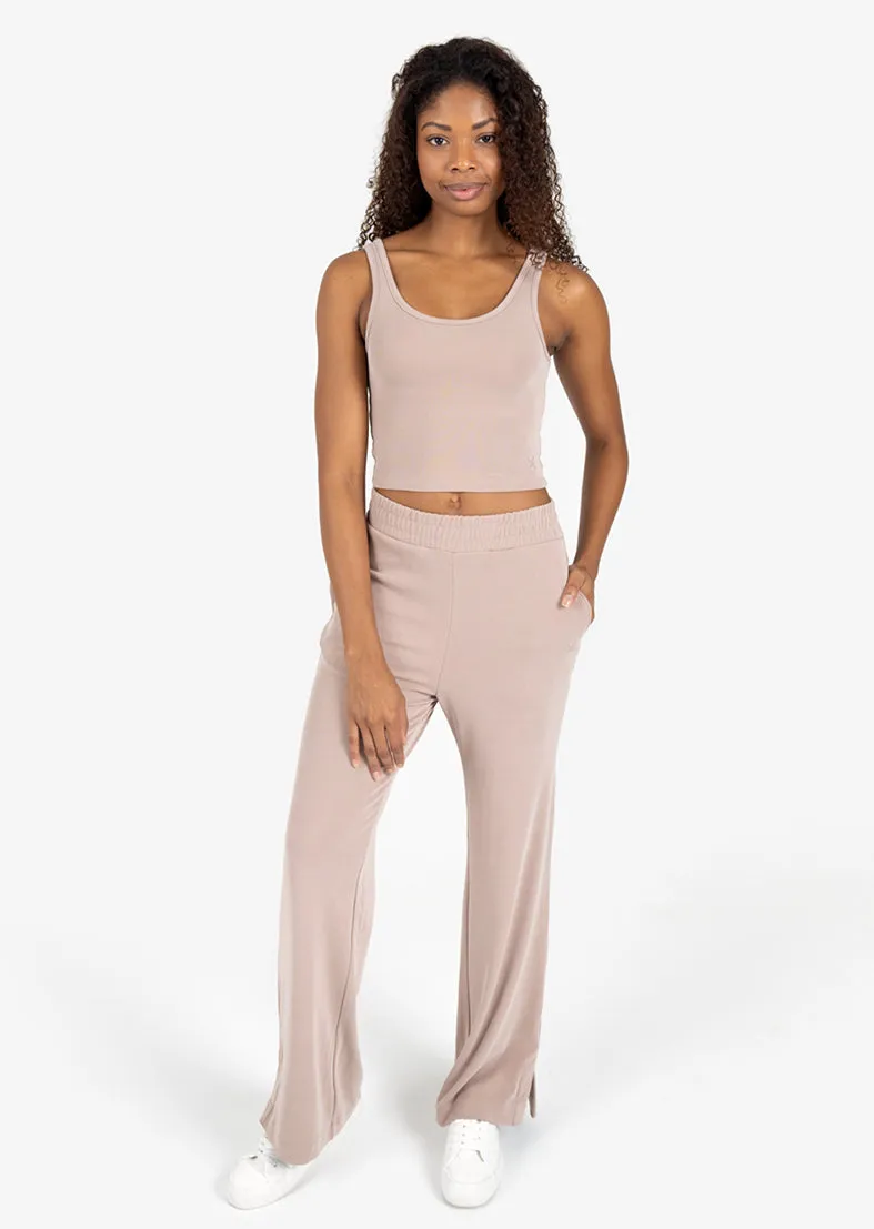 Cloudsoft Rib Lounge Palazzo Pant Walnut