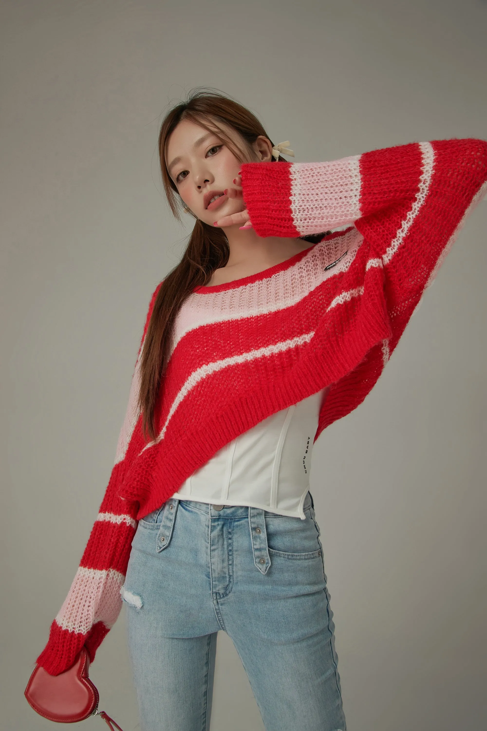 Color Combination Striped Cropped Knit Sweater