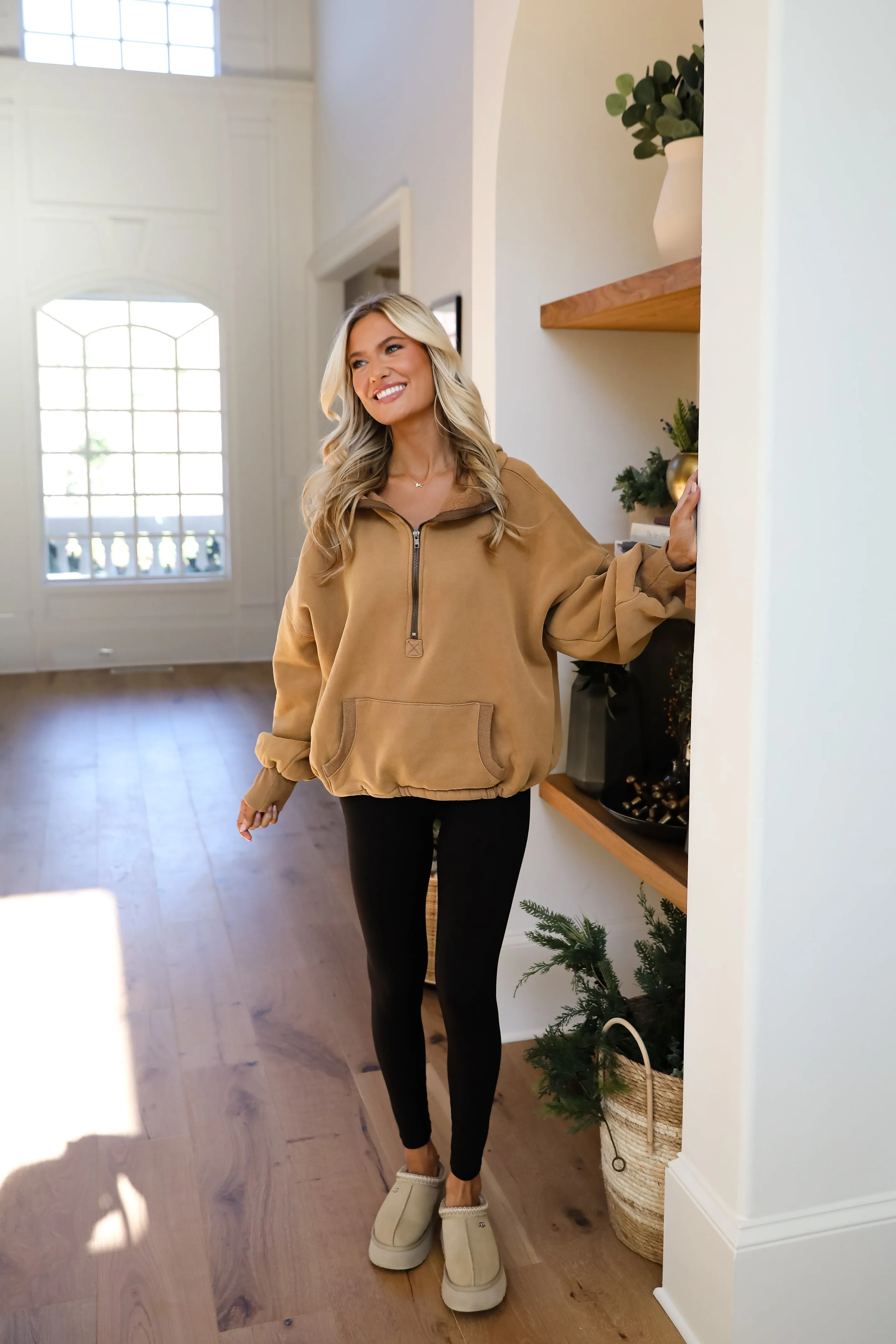 Comfiest Trend Mocha Fleece Hooded Pullover